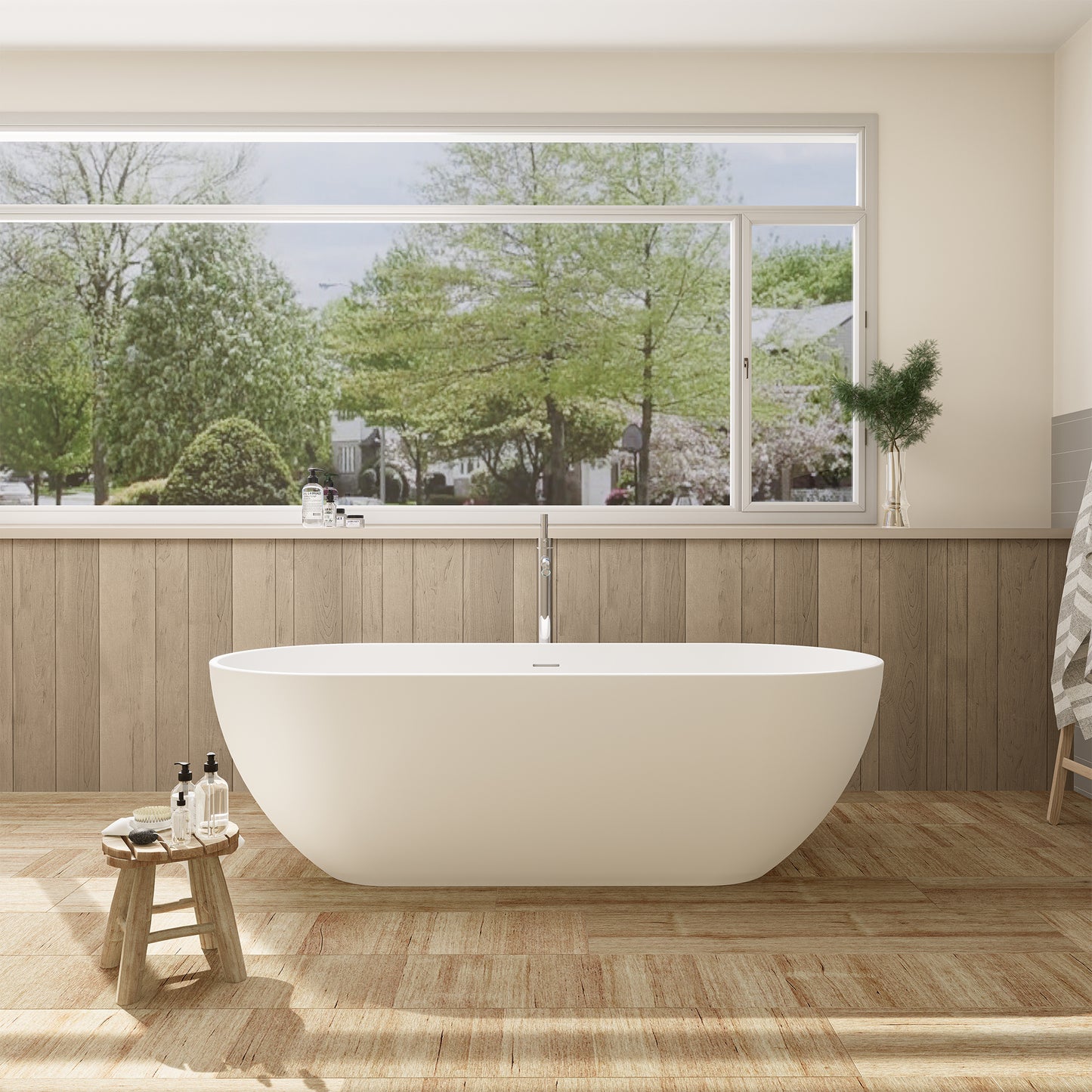 Solid Surface Relaxing Oval Soaking Bathtub by Altair