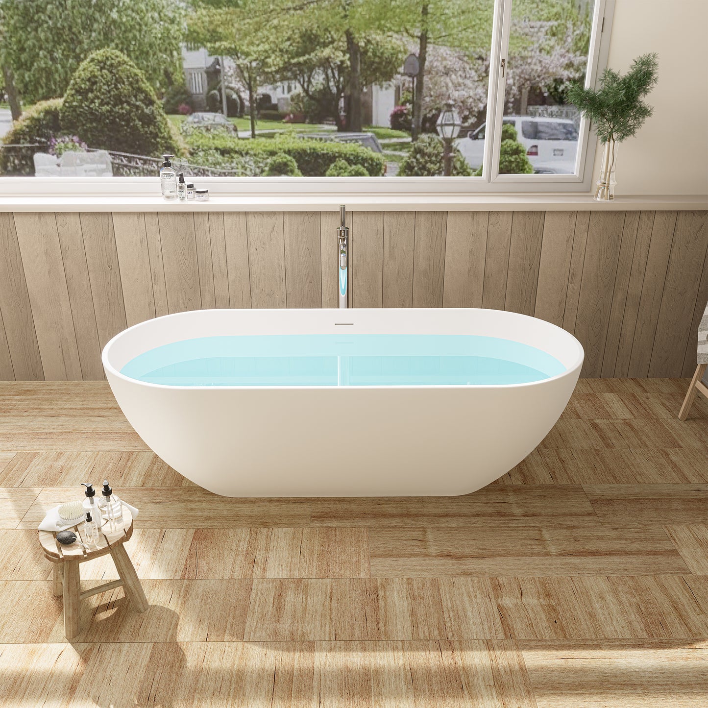 Solid Surface Relaxing Oval Soaking Bathtub by Altair