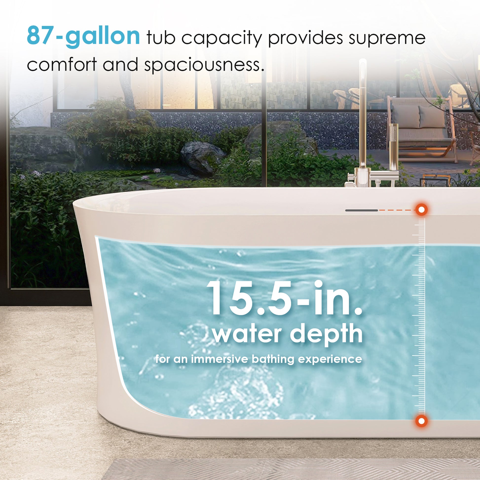 Sleek Minimalist Aesthetic Soaking Bath Tub by Altair