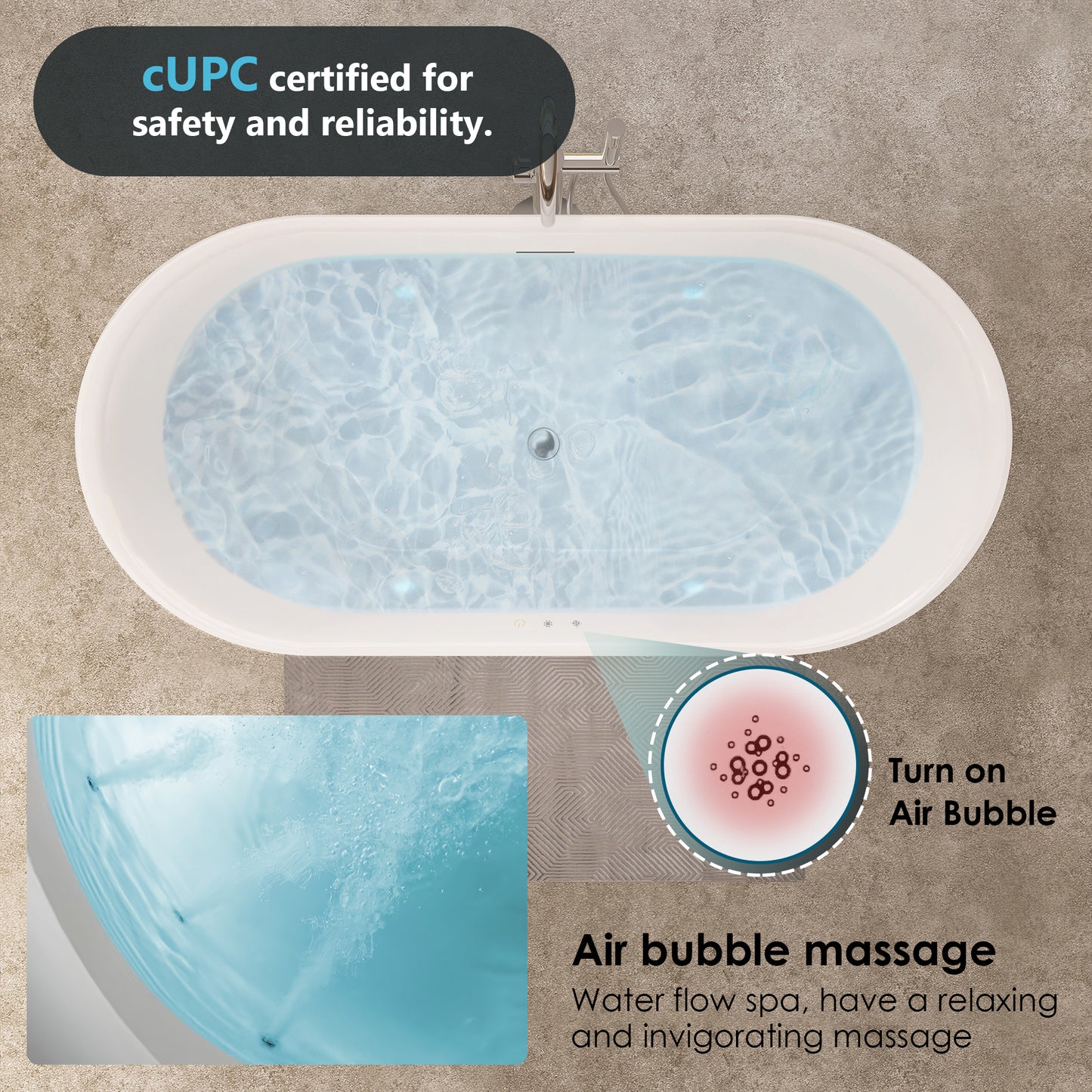Flatbottom Freestanding Soaking Bathtub by Altair