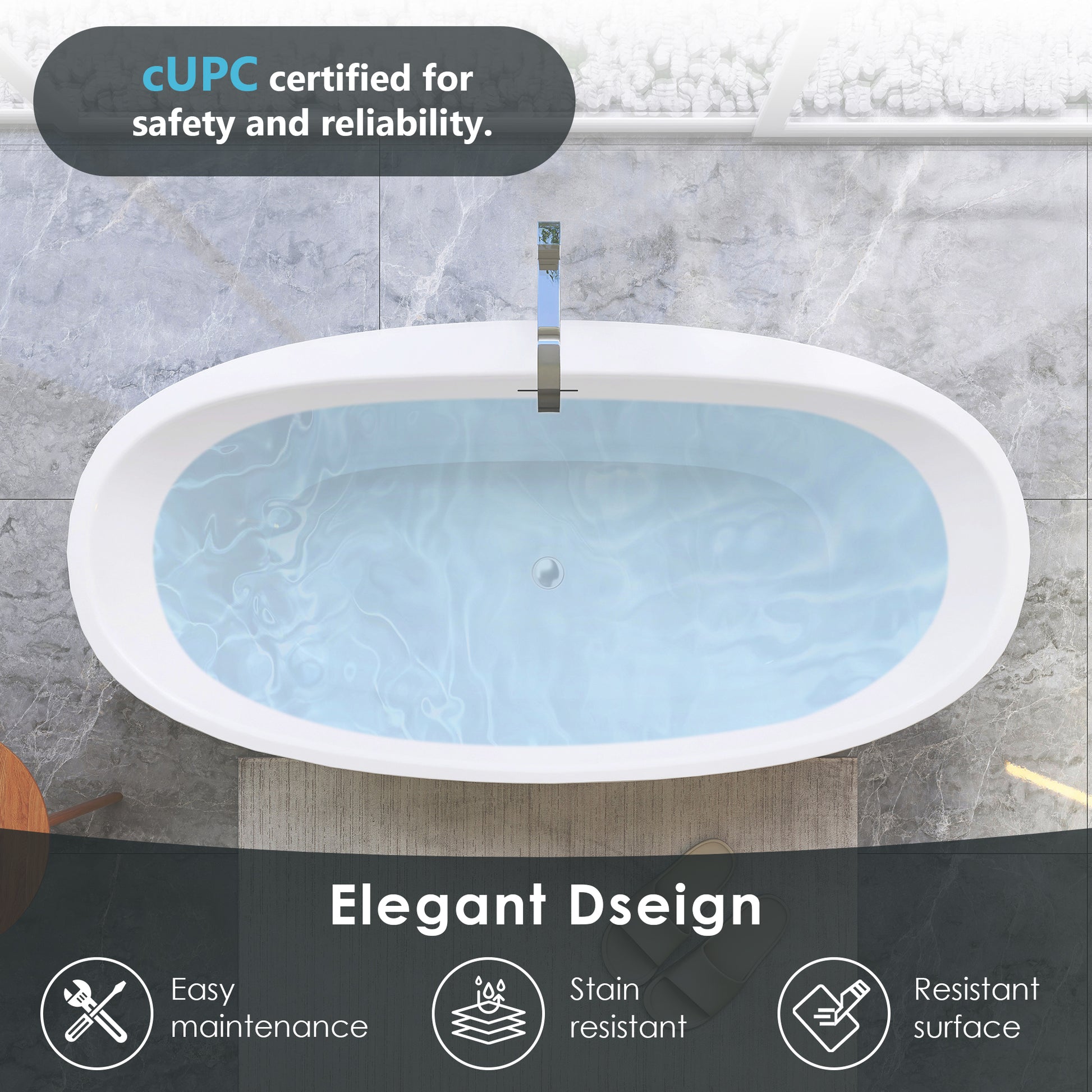 Flatbottom Freestanding Soaking Bathtub by Altair