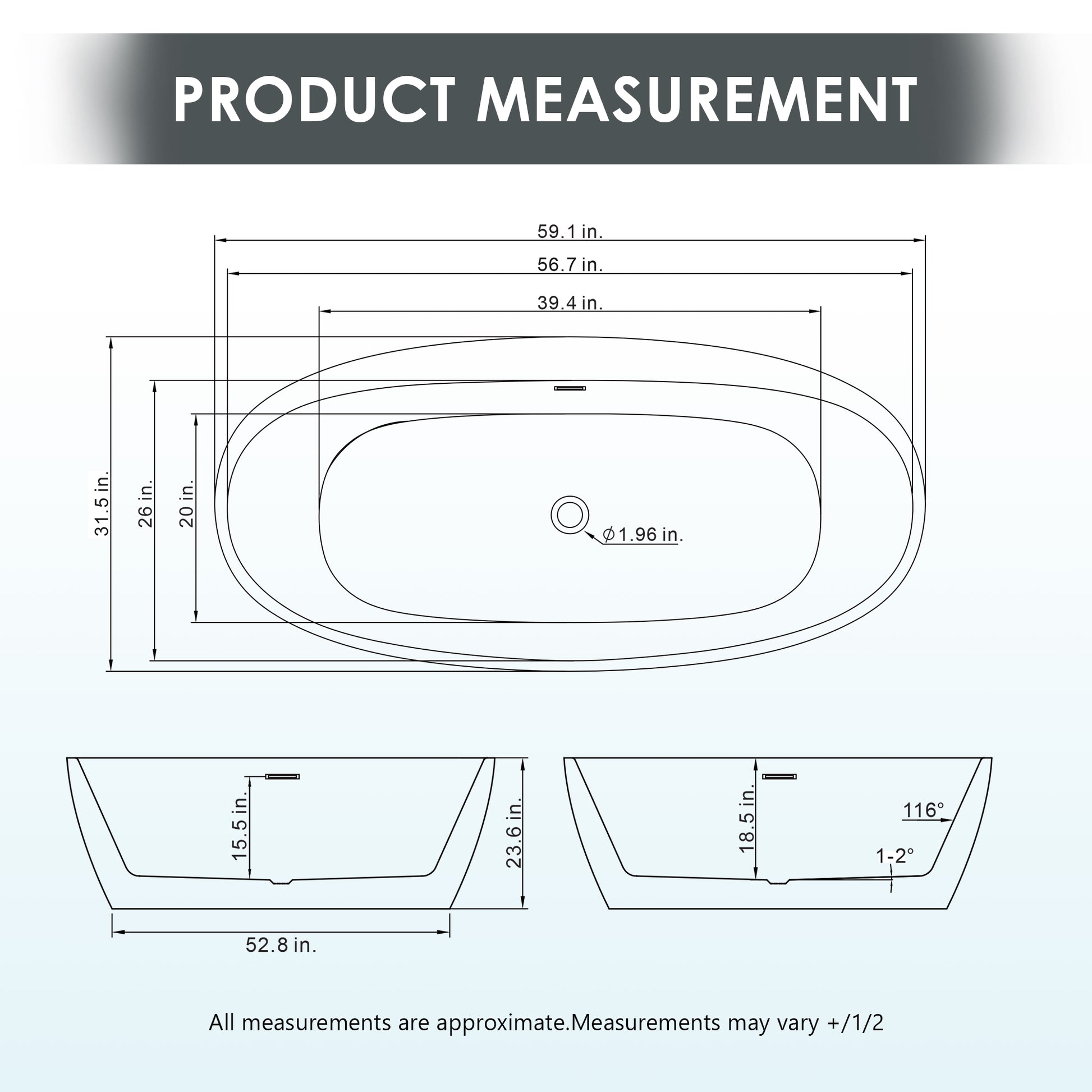 Flatbottom Freestanding Soaking Bathtub by Altair