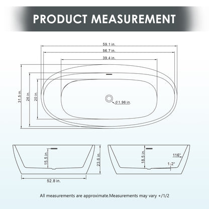 Flatbottom Freestanding Soaking Bathtub by Altair