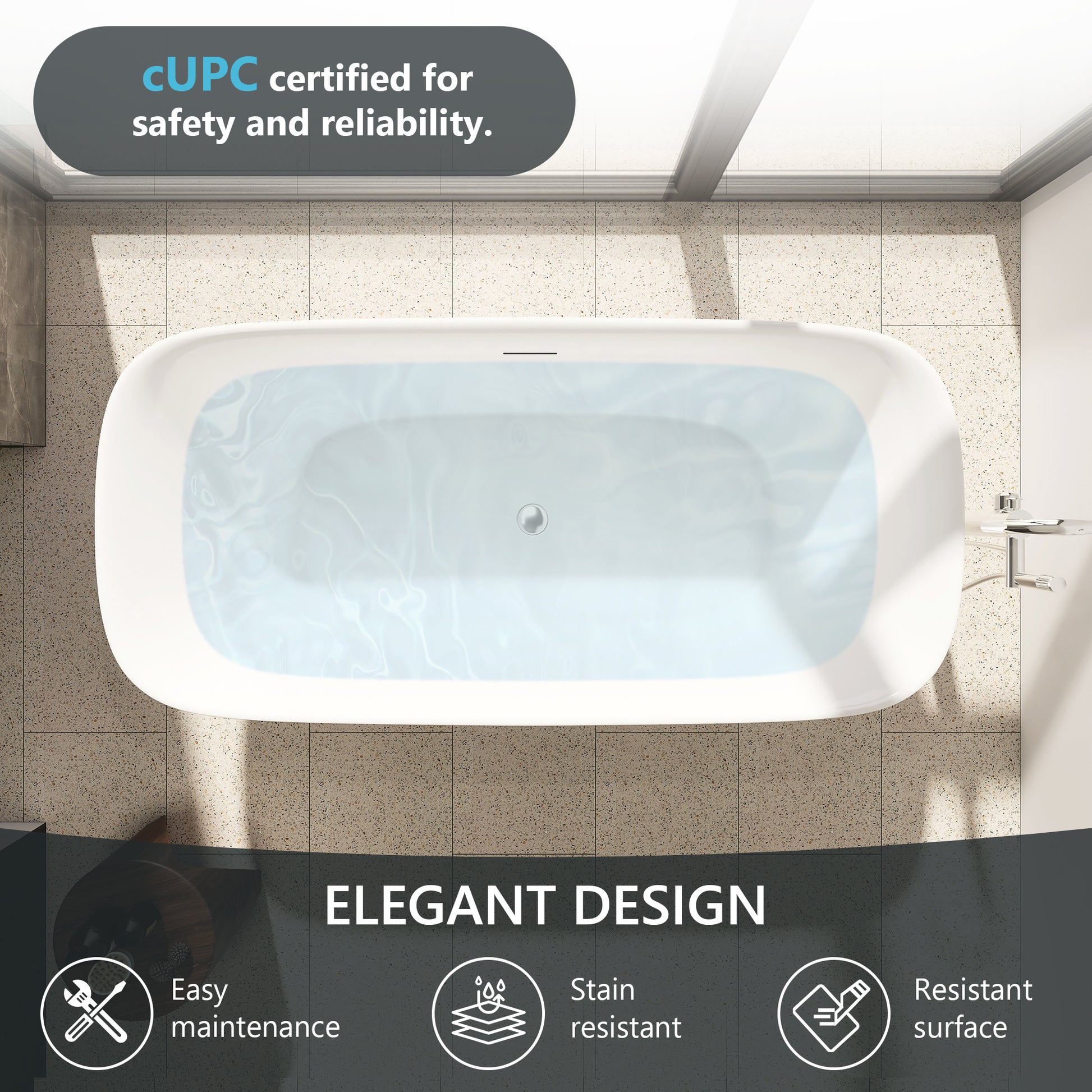 Sleek Minimalist Aesthetic Soaking Bath Tub by Altair