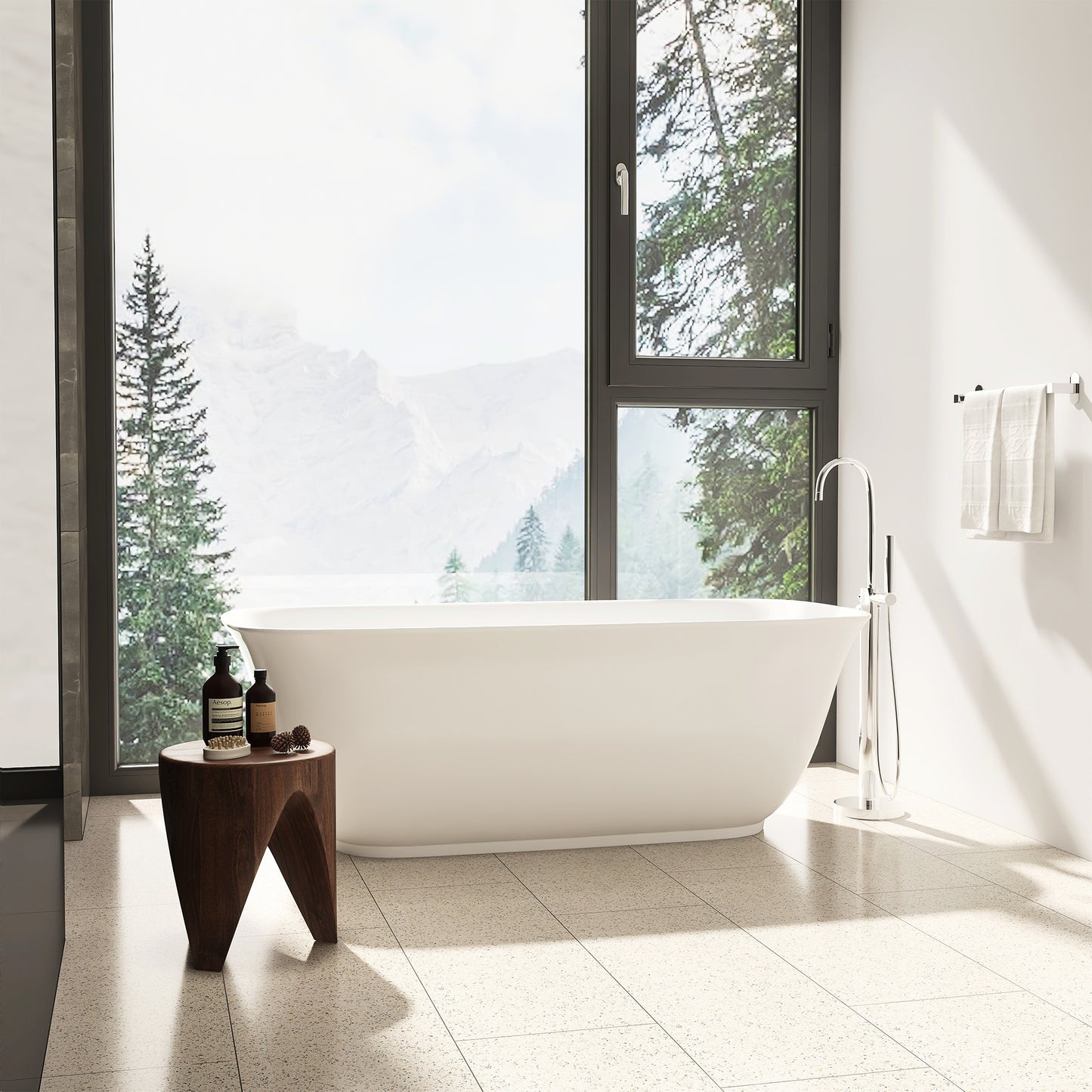 Sleek Minimalist Aesthetic Soaking Bath Tub by Altair