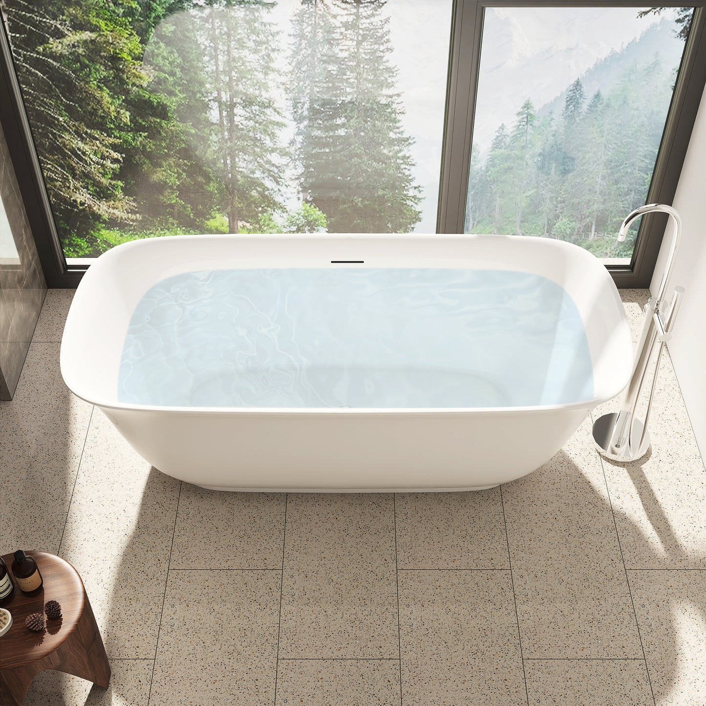 Sleek Minimalist Aesthetic Soaking Bath Tub by Altair