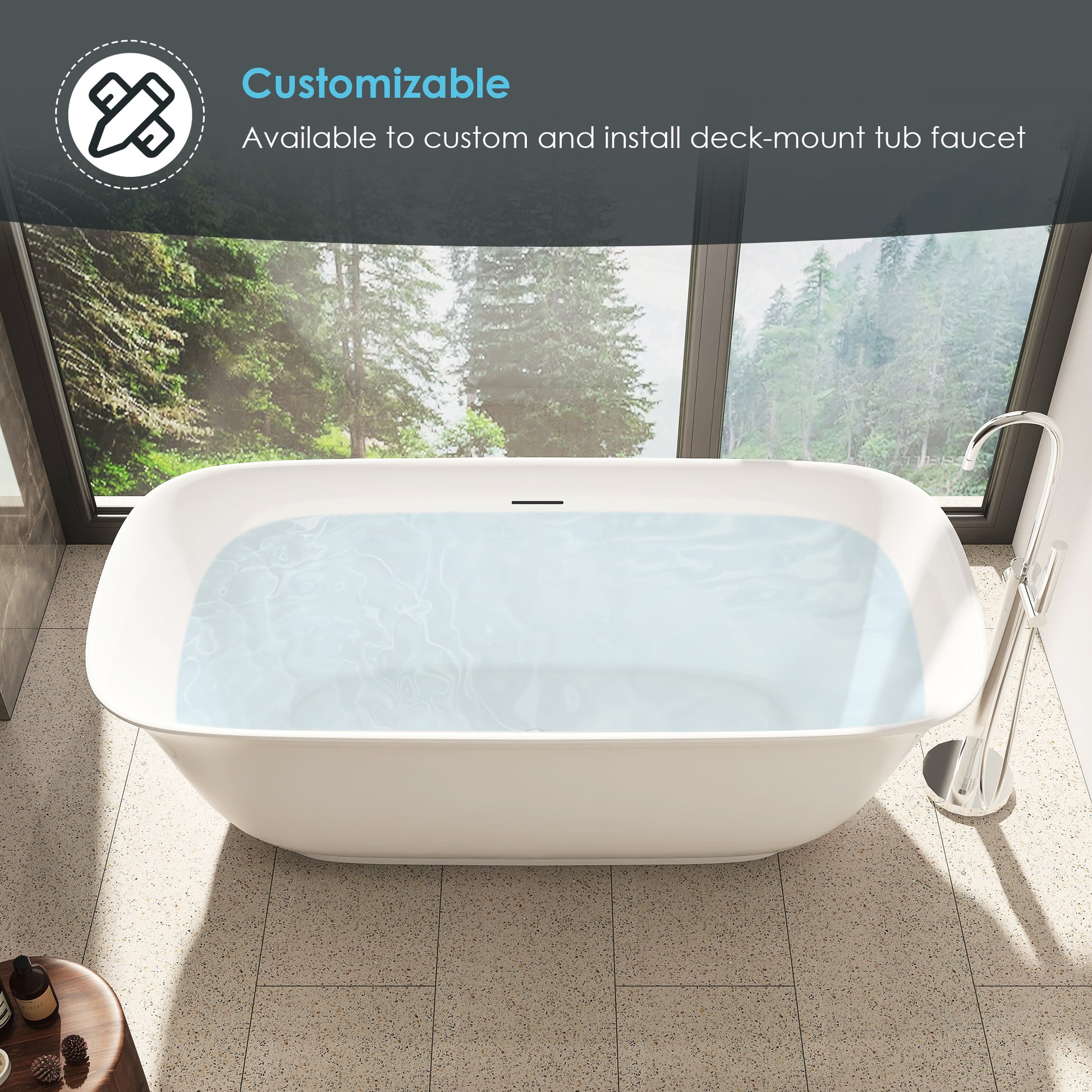 Sleek Minimalist Aesthetic Soaking Bath Tub by Altair
