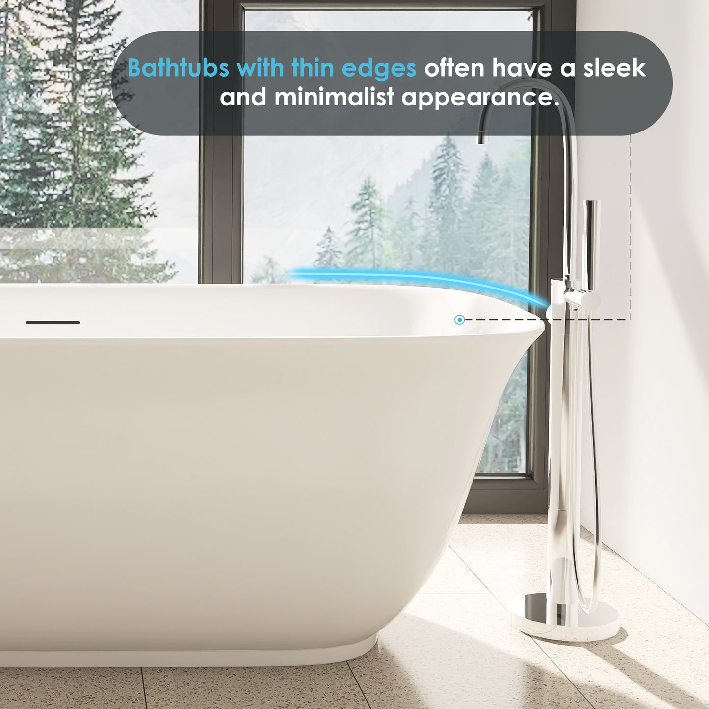 Sleek Minimalist Aesthetic Soaking Bath Tub by Altair