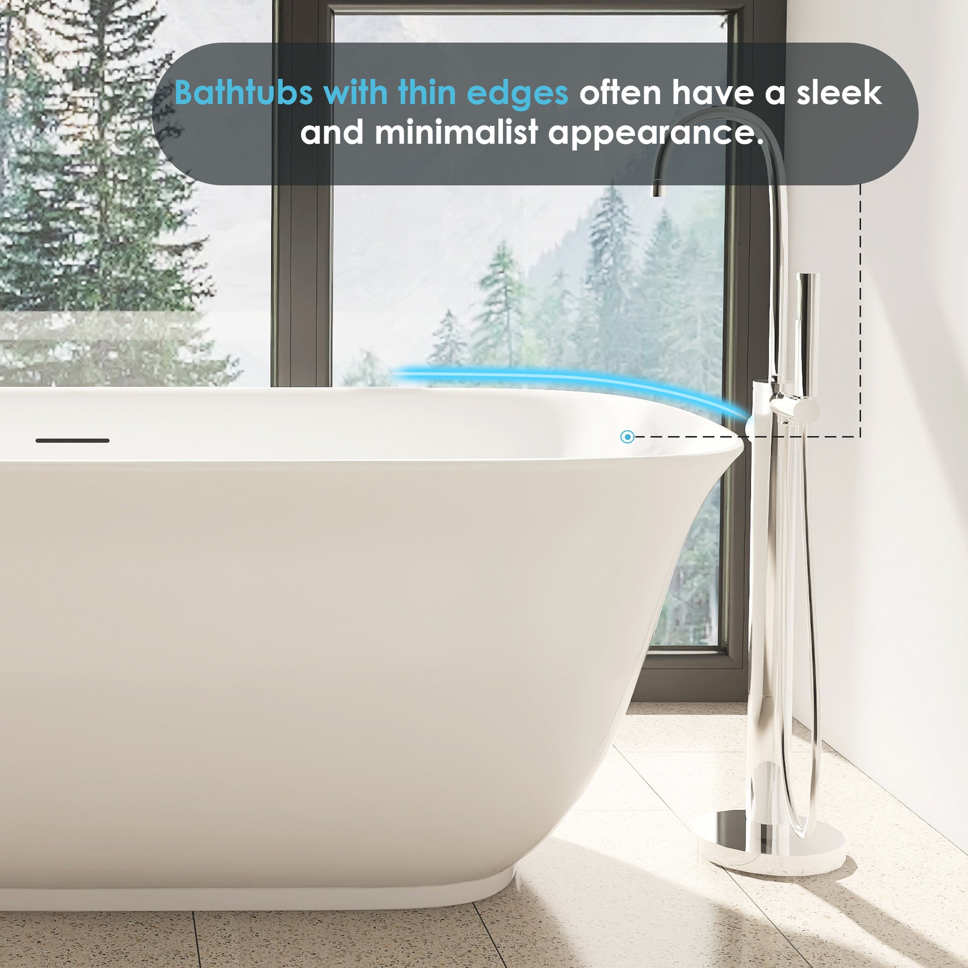 Sleek Minimalist Aesthetic Soaking Bath Tub by Altair