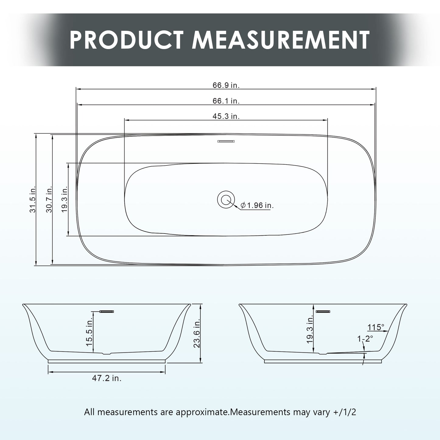 Sleek Minimalist Aesthetic Soaking Bath Tub by Altair