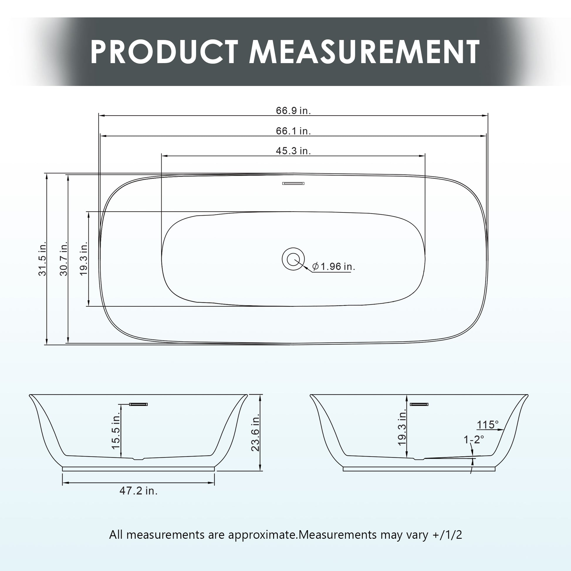 Sleek Minimalist Aesthetic Soaking Bath Tub by Altair