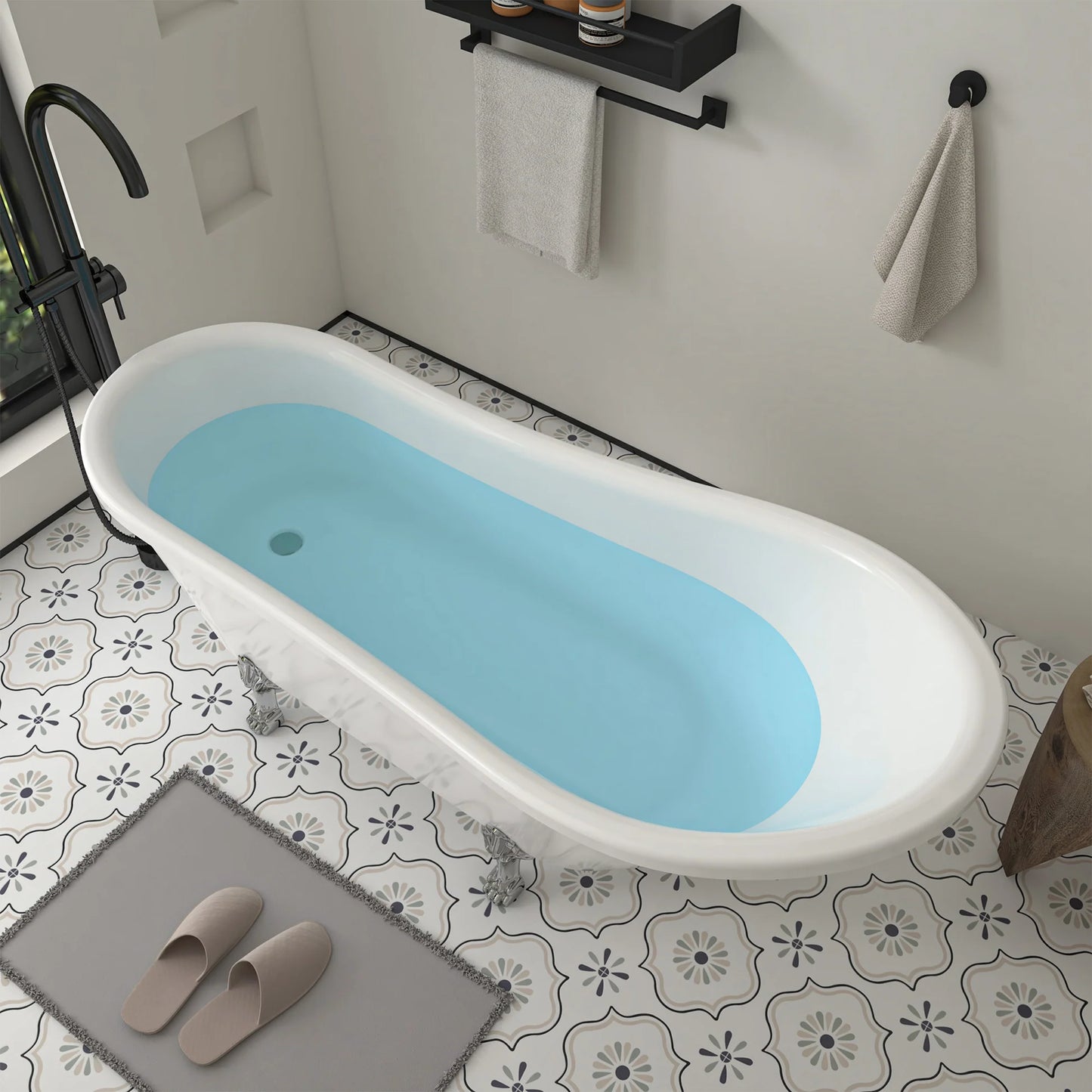 Clawfoot Freestanding Soaking Bathtub in White/Polished Chrome by Vanity Art