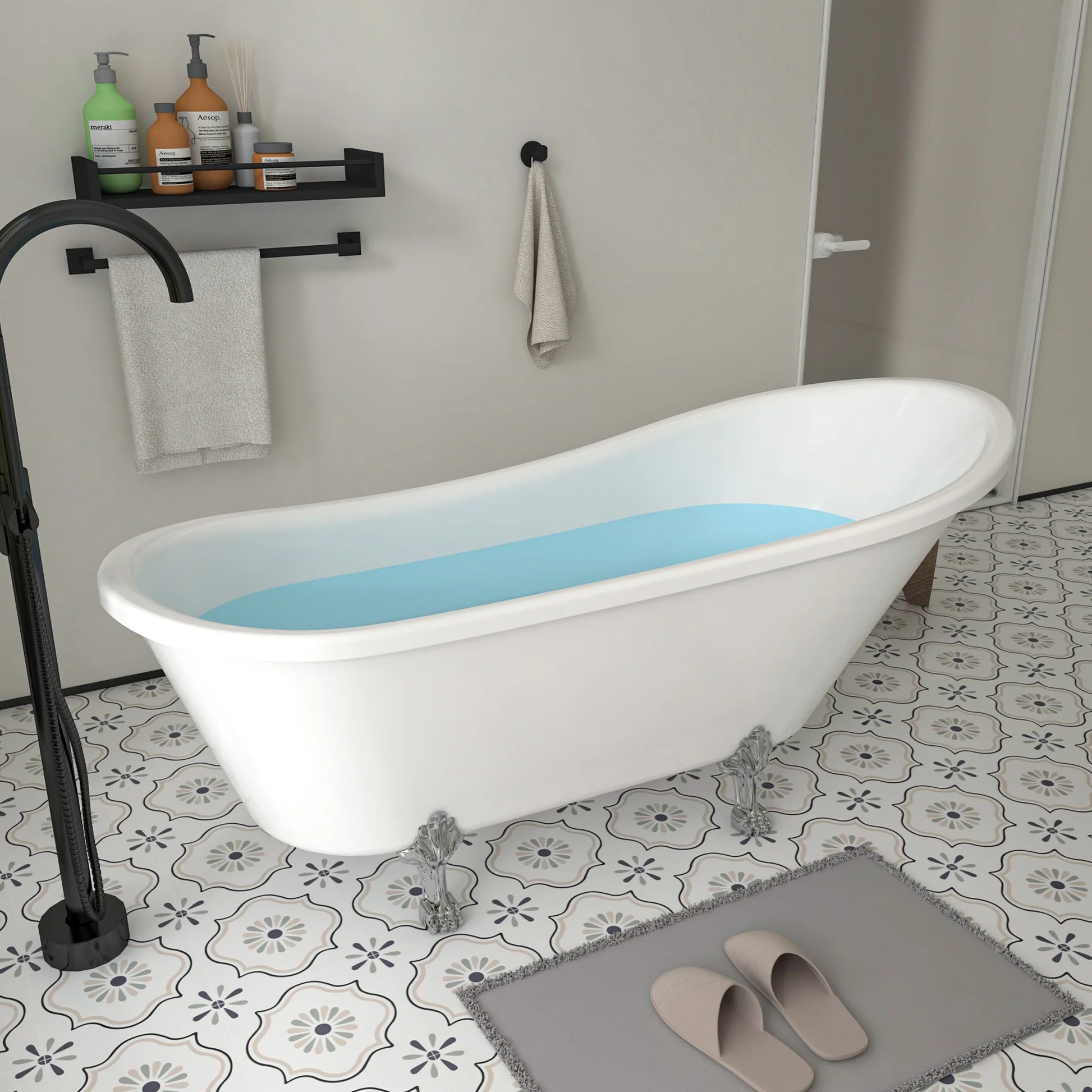 Clawfoot Freestanding Soaking Bathtub in White/Polished Chrome by Vanity Art