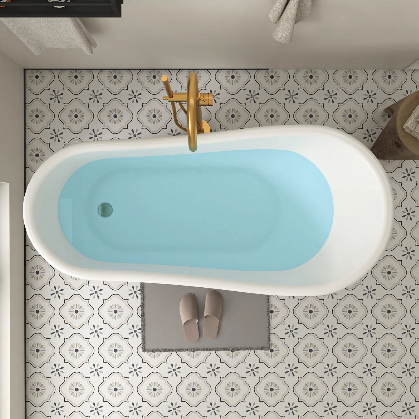 Clawfoot Freestanding Soaking Bathtub in Red/Polished Chrome by Vanity Art