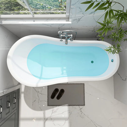 Flatbottom Freestanding Soaking Bathtub in White/Polished Chrome by Vanity Art