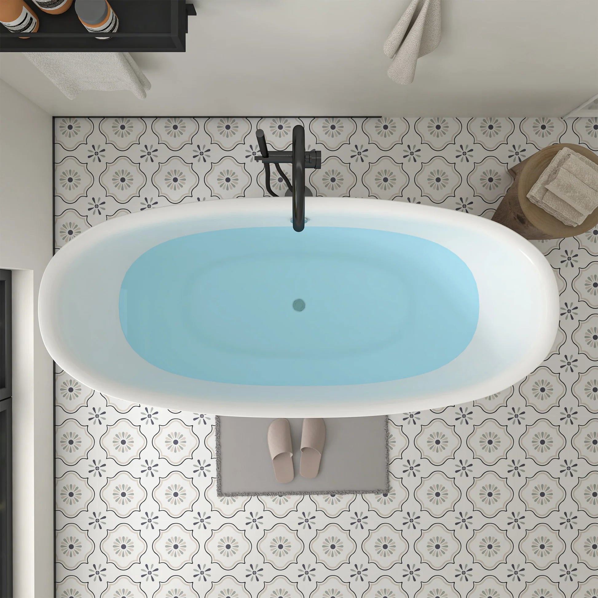 Flatbottom Freestanding Soaking Bathtub in White/Polished Chrome by Vanity Art