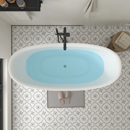 Flatbottom Freestanding Soaking Bathtub in White/Polished Chrome by Vanity Art