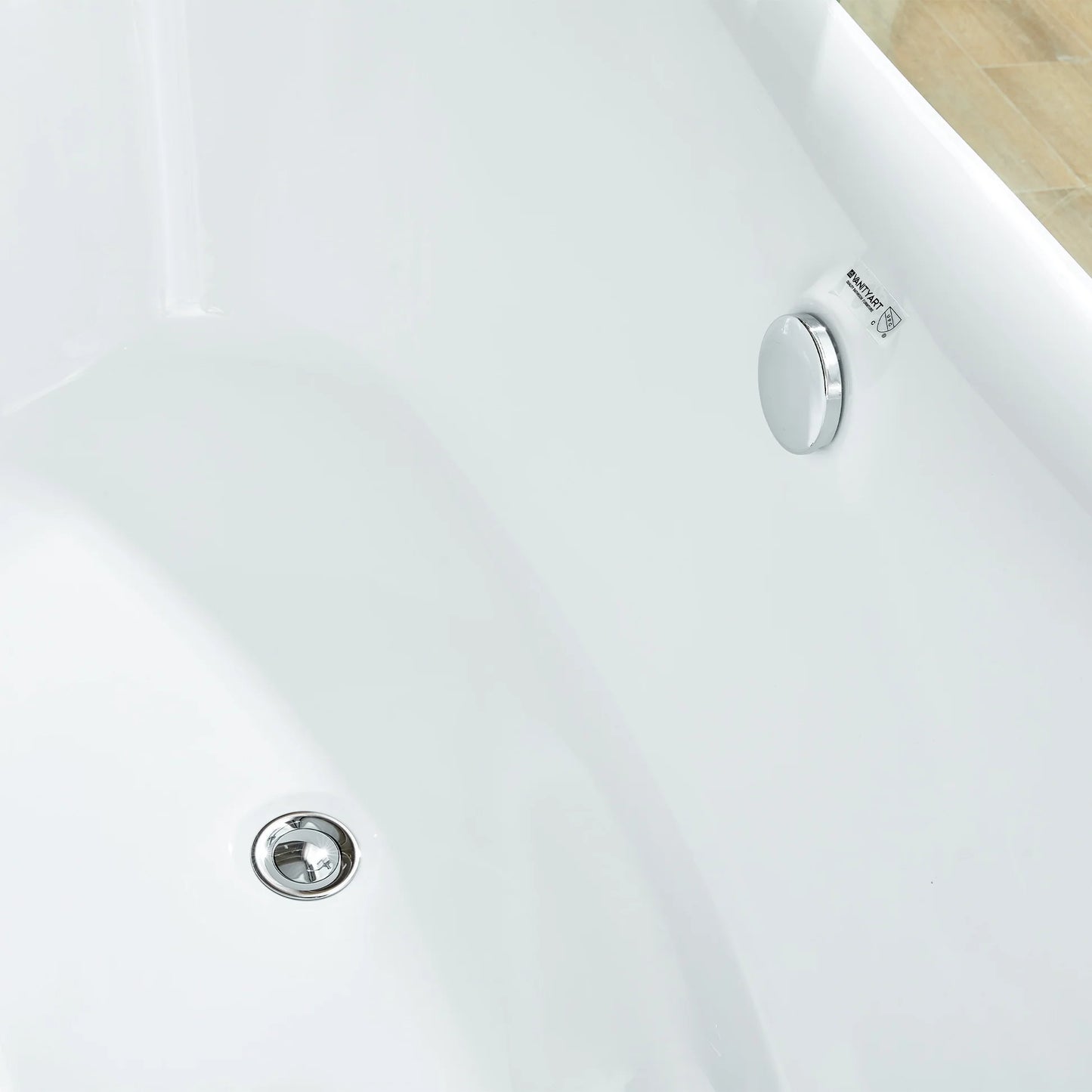 Flatbottom Freestanding Soaking Bathtub in White/Polished Chrome by Vanity Art