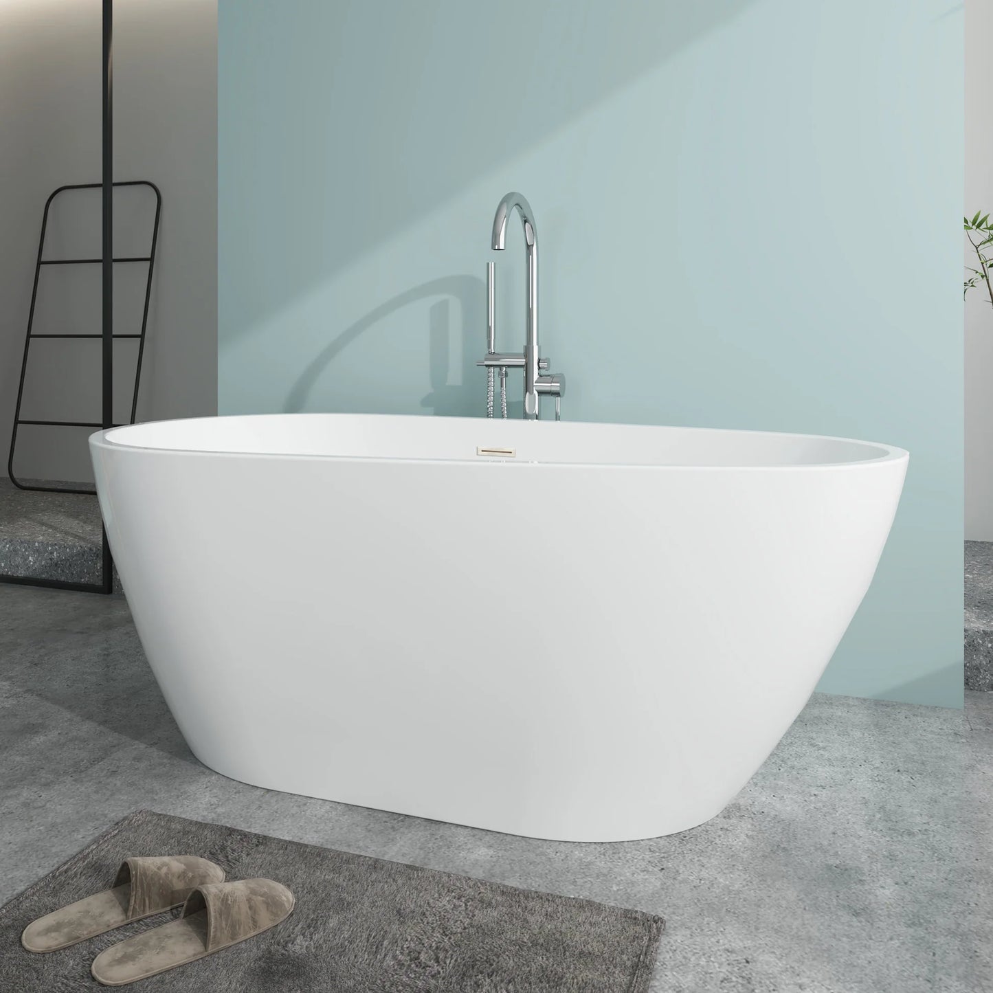 Flatbottom Freestanding Soaking Bathtub in White by Vanity Art