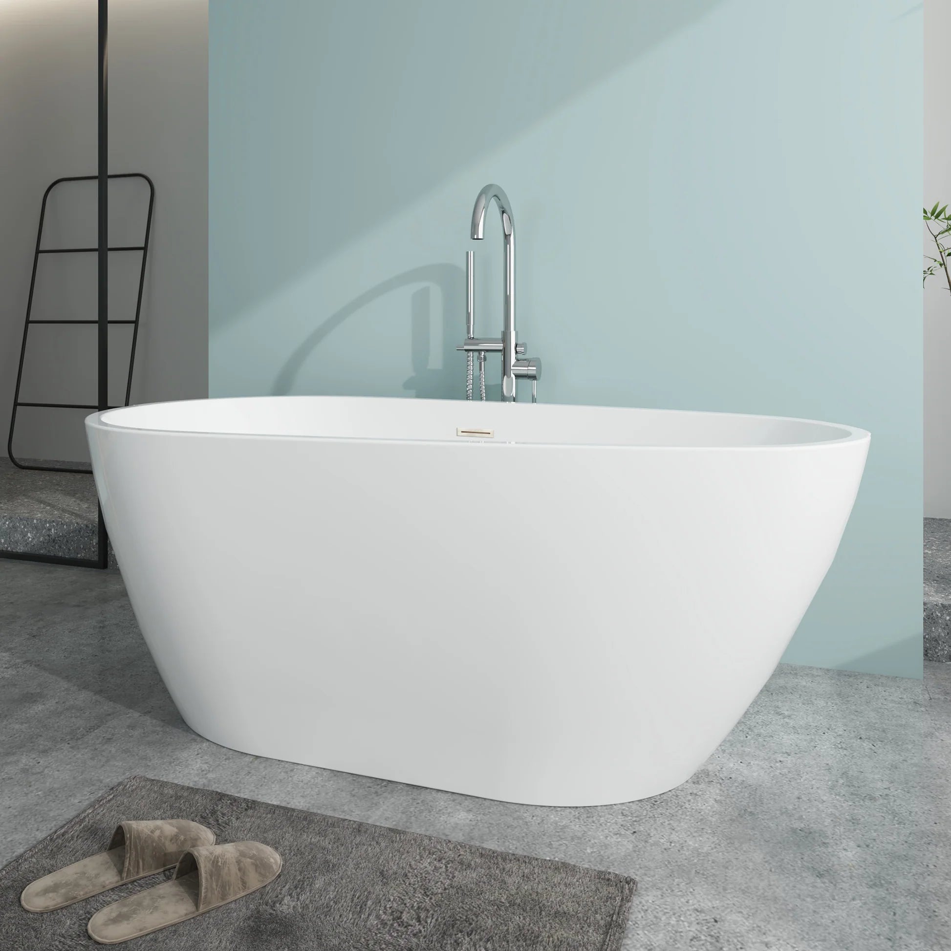 Flatbottom Freestanding Soaking Bathtub in White by Vanity Art