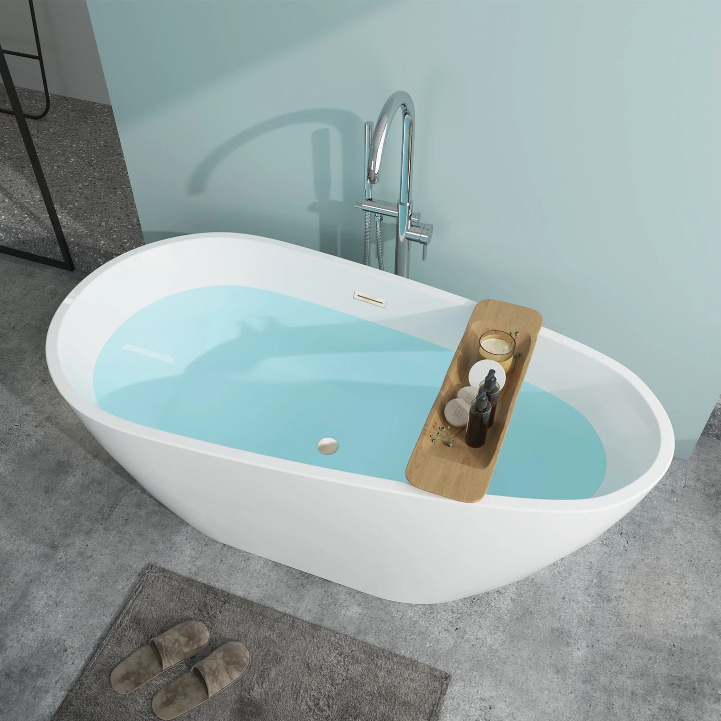 Flatbottom Freestanding Soaking Bathtub in White by Vanity Art