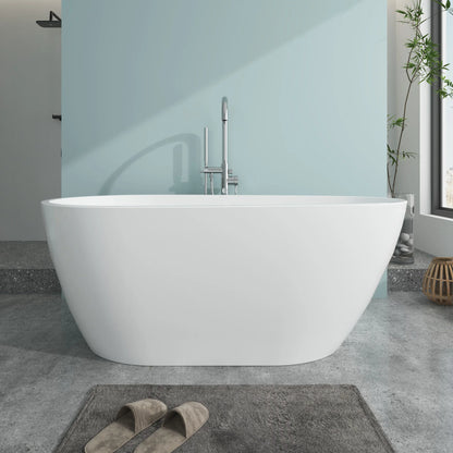 Flatbottom Freestanding Soaking Bathtub in White by Vanity Art