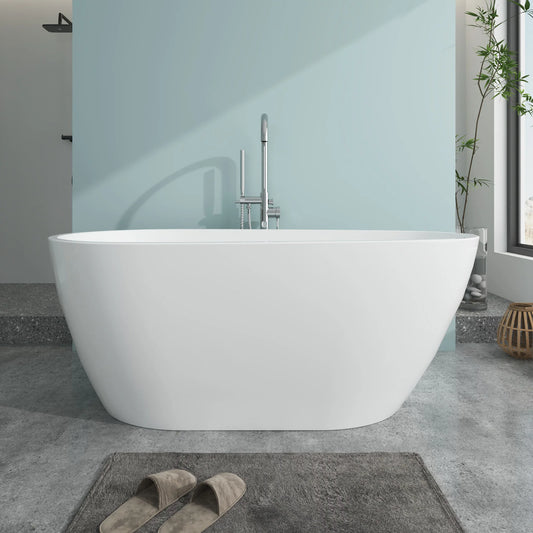 Flatbottom Freestanding Soaking Bathtub in  White