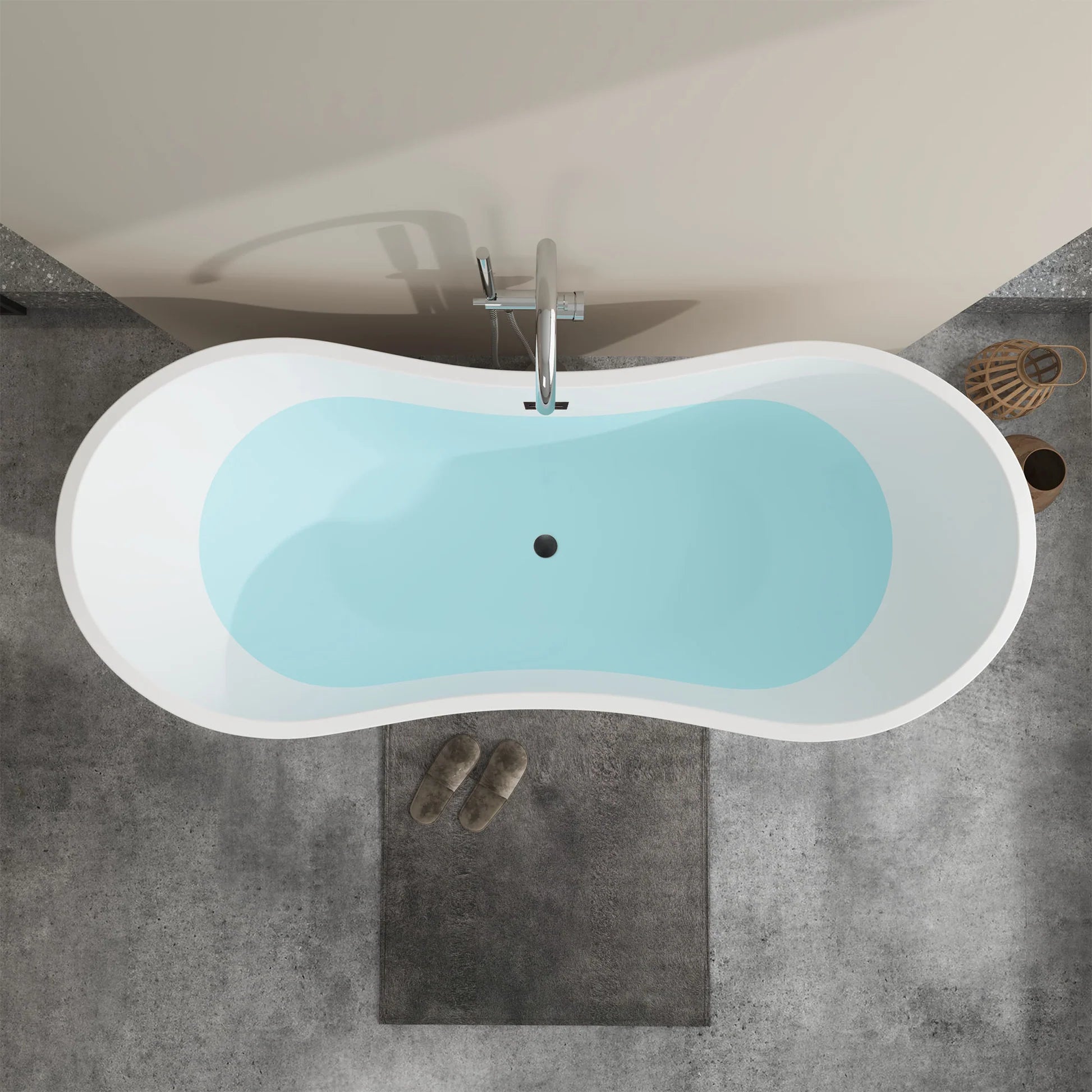 Freestanding Soaking Bathtub with Center Drain in White by Vanity Art