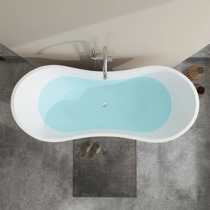 Freestanding Soaking Bathtub with Center Drain in White by Vanity Art