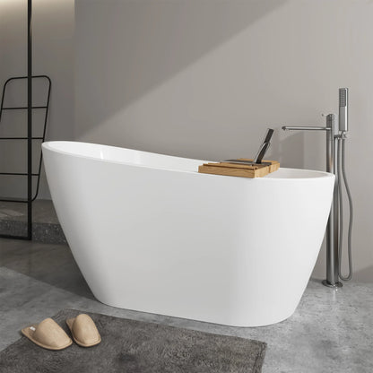 Freestanding Soaking Bathtub with Left Drain in White by Vanity Art