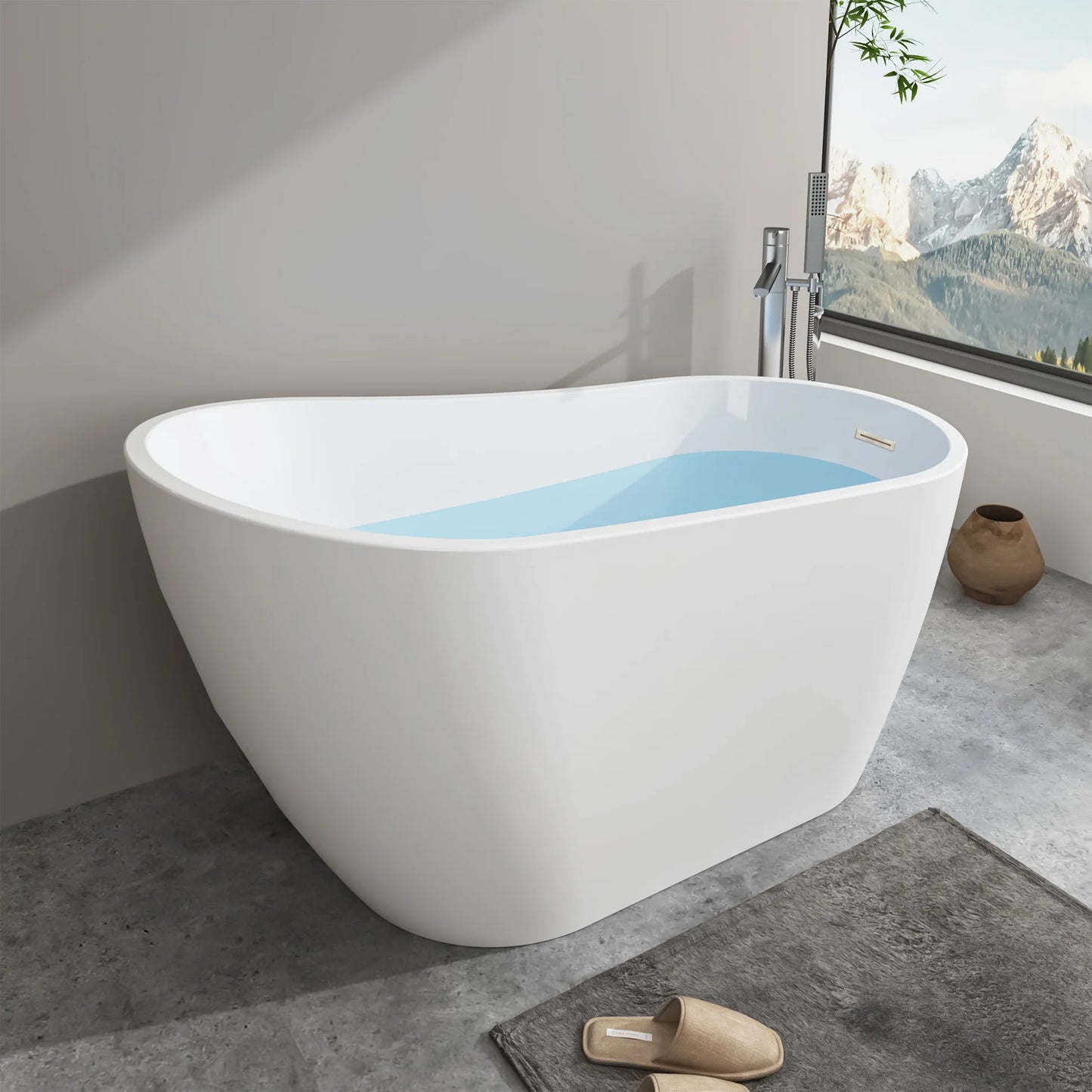 Freestanding Soaking Bathtub with Left Drain in White by Vanity Art