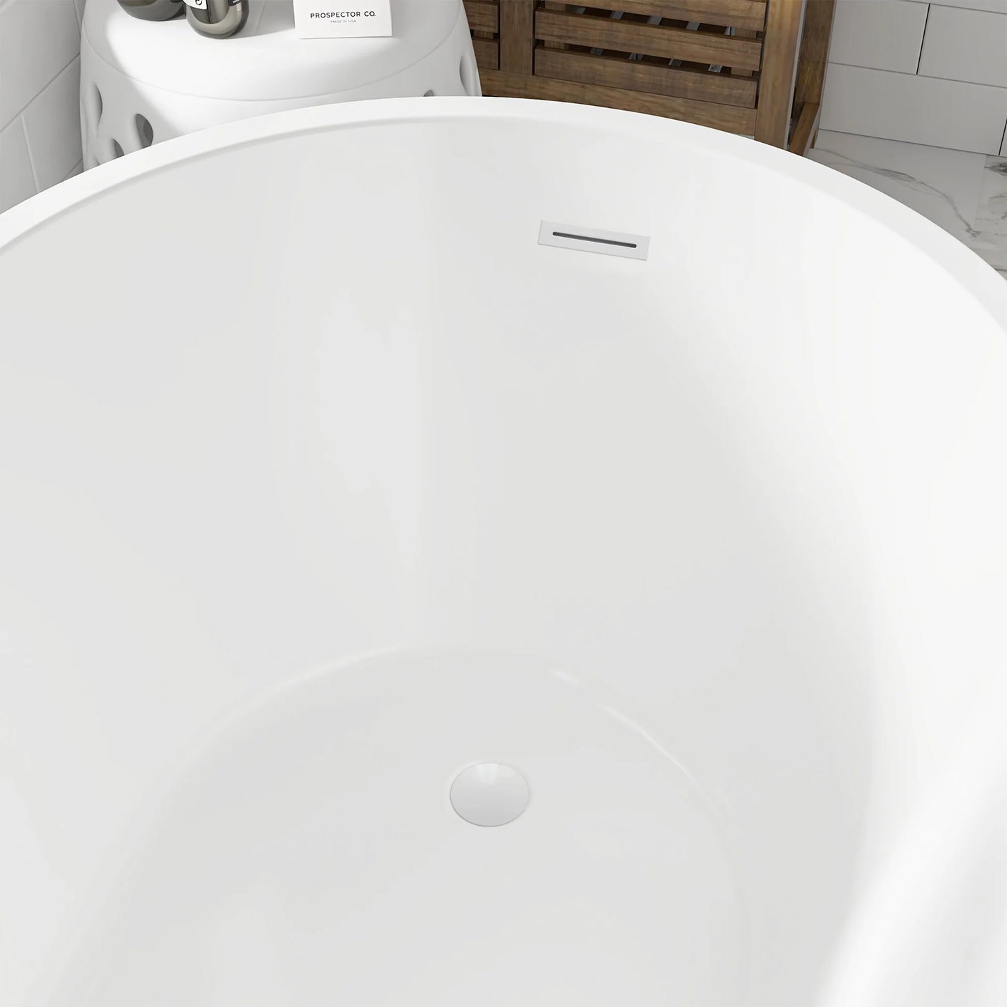 Freestanding Soaking Bathtub with Left Drain in White by Vanity Art
