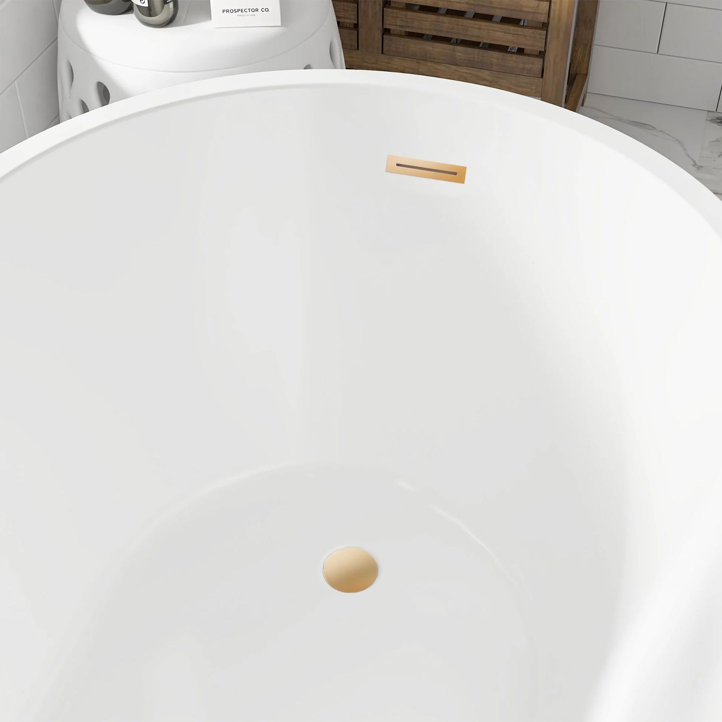Freestanding Soaking Bathtub with Left Drain in White by Vanity Art