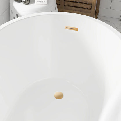 Freestanding Soaking Bathtub with Left Drain in White by Vanity Art