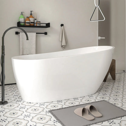 Freestanding Soaking Bathtub with Left Drain in White by Vanity Art
