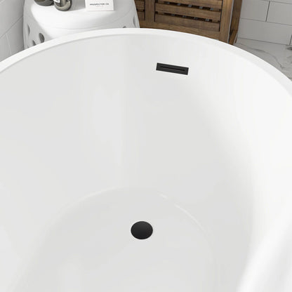 Freestanding Soaking Bathtub with Left Drain in White by Vanity Art