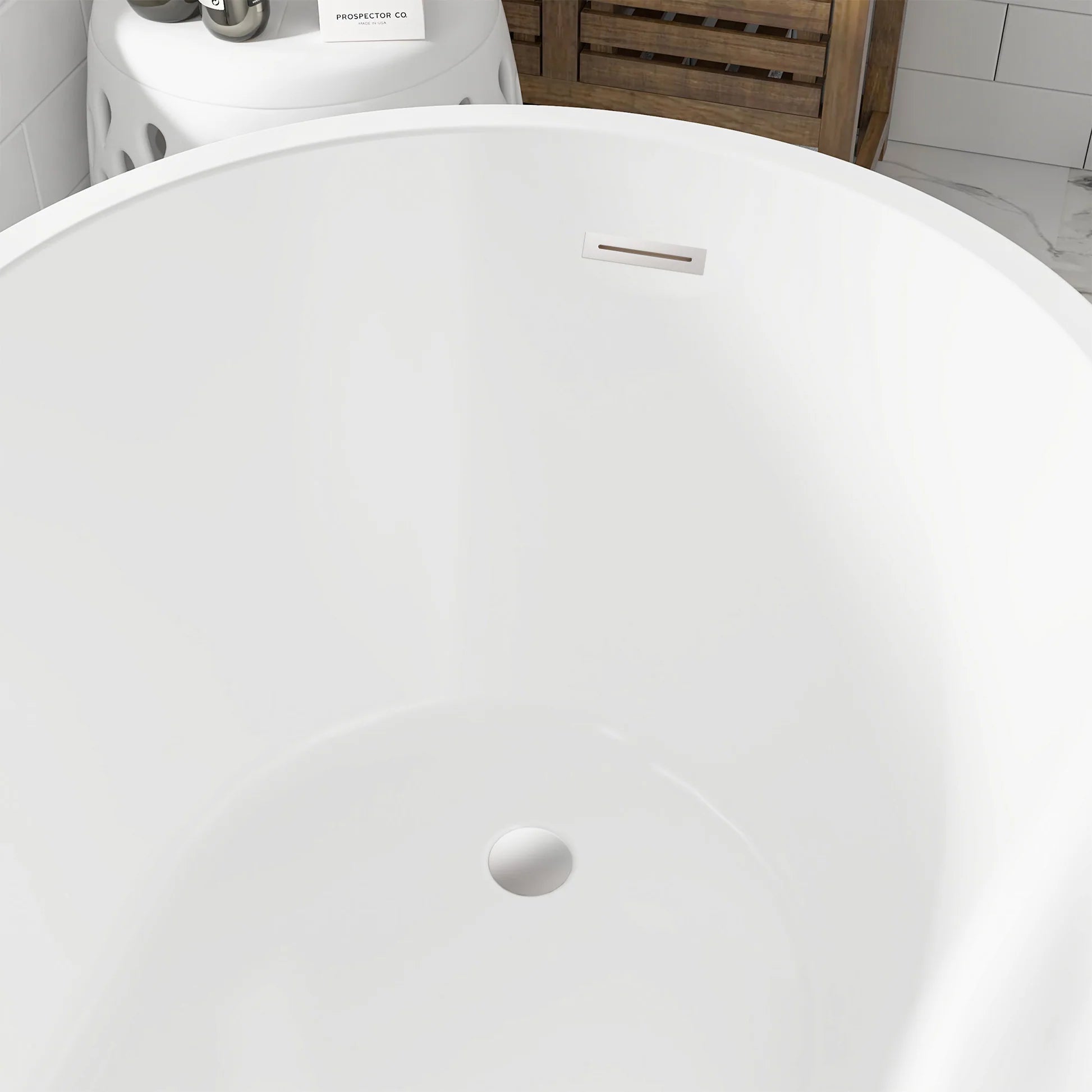 Freestanding Soaking Bathtub with Left Drain in White by Vanity Art