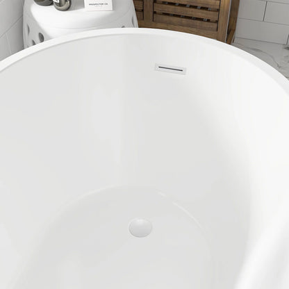 Freestanding Soaking Bathtub with Left Drain in White by Vanity Art
