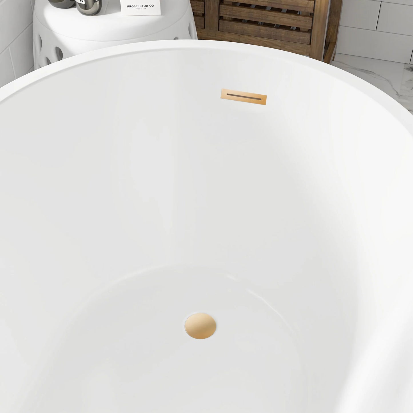 Freestanding Soaking Bathtub with Left Drain in White by Vanity Art
