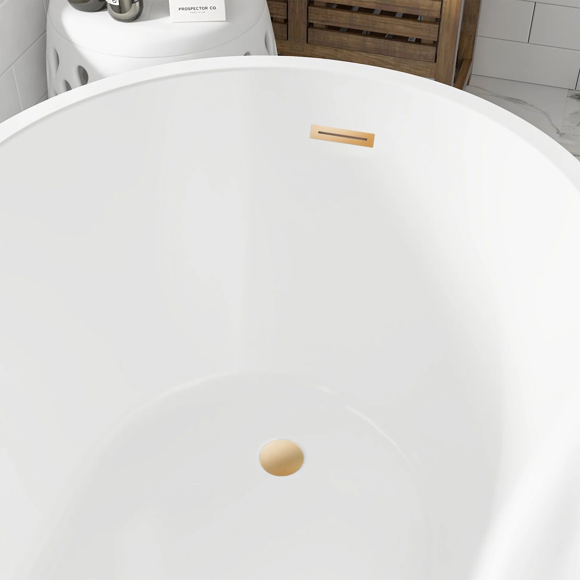 Freestanding Soaking Bathtub with Left Drain in White by Vanity Art