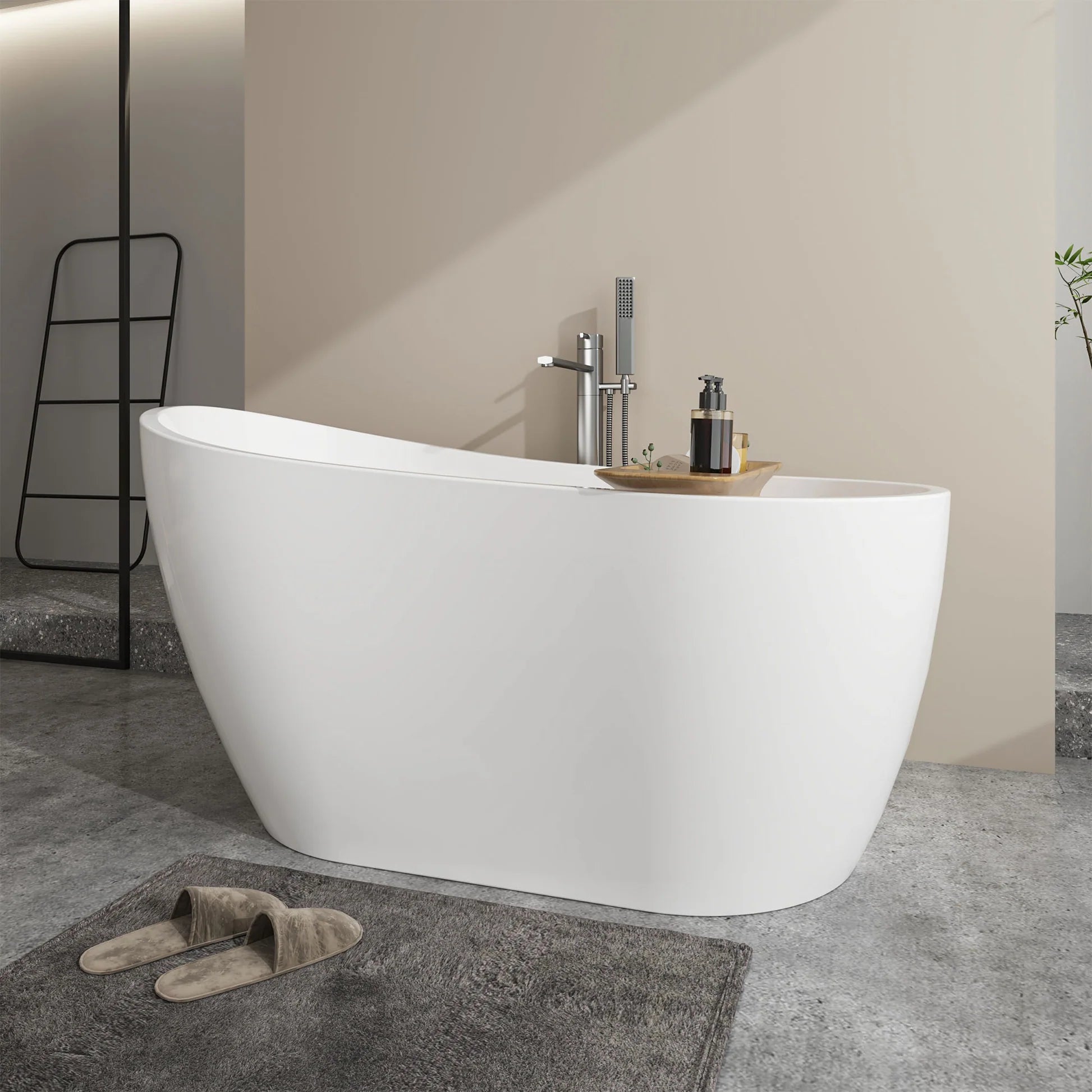 Flatbottom Freestanding Soaking Bathtub in White by Vanity Art