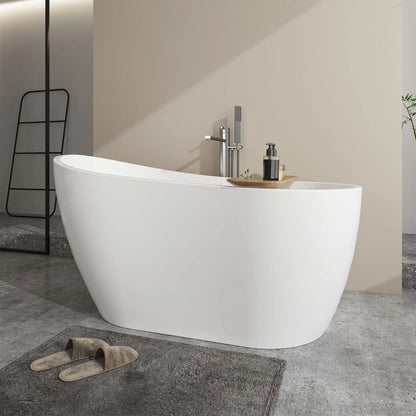 Flatbottom Freestanding Soaking Bathtub in White by Vanity Art