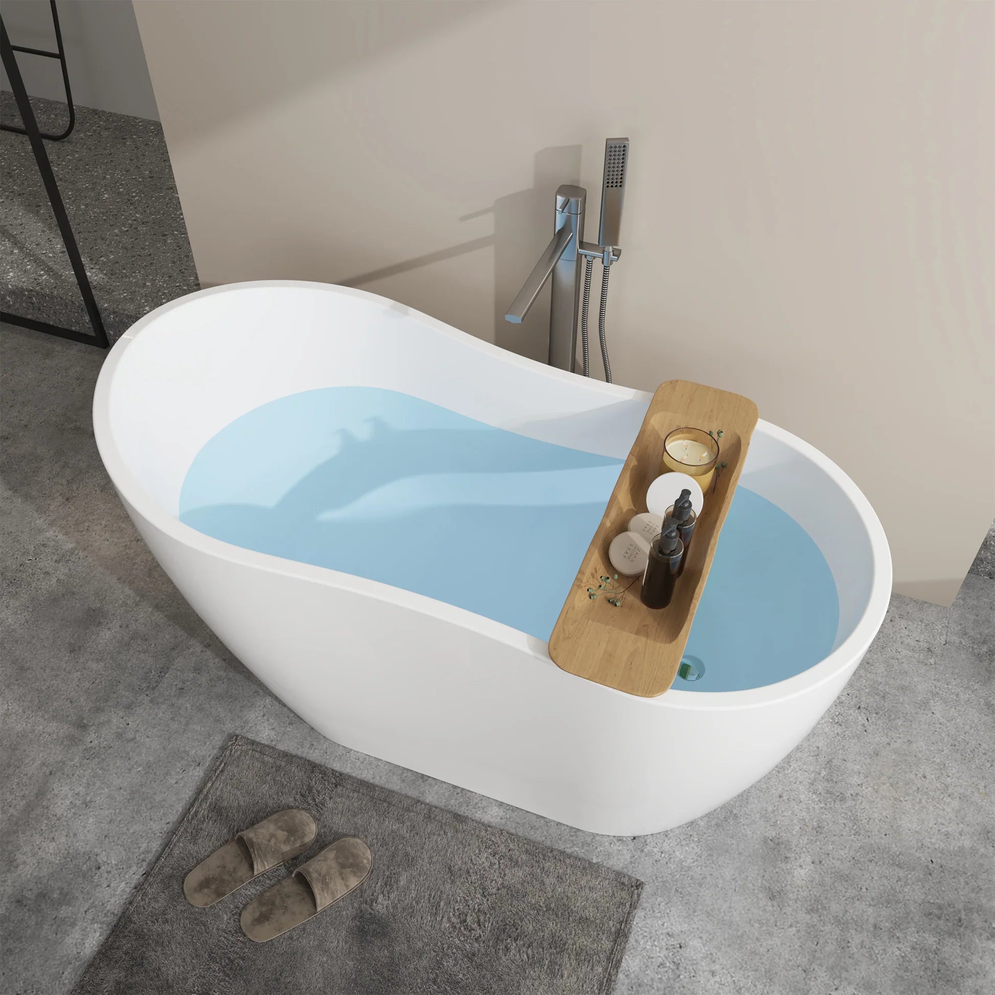 Flatbottom Freestanding Soaking Bathtub in White by Vanity Art