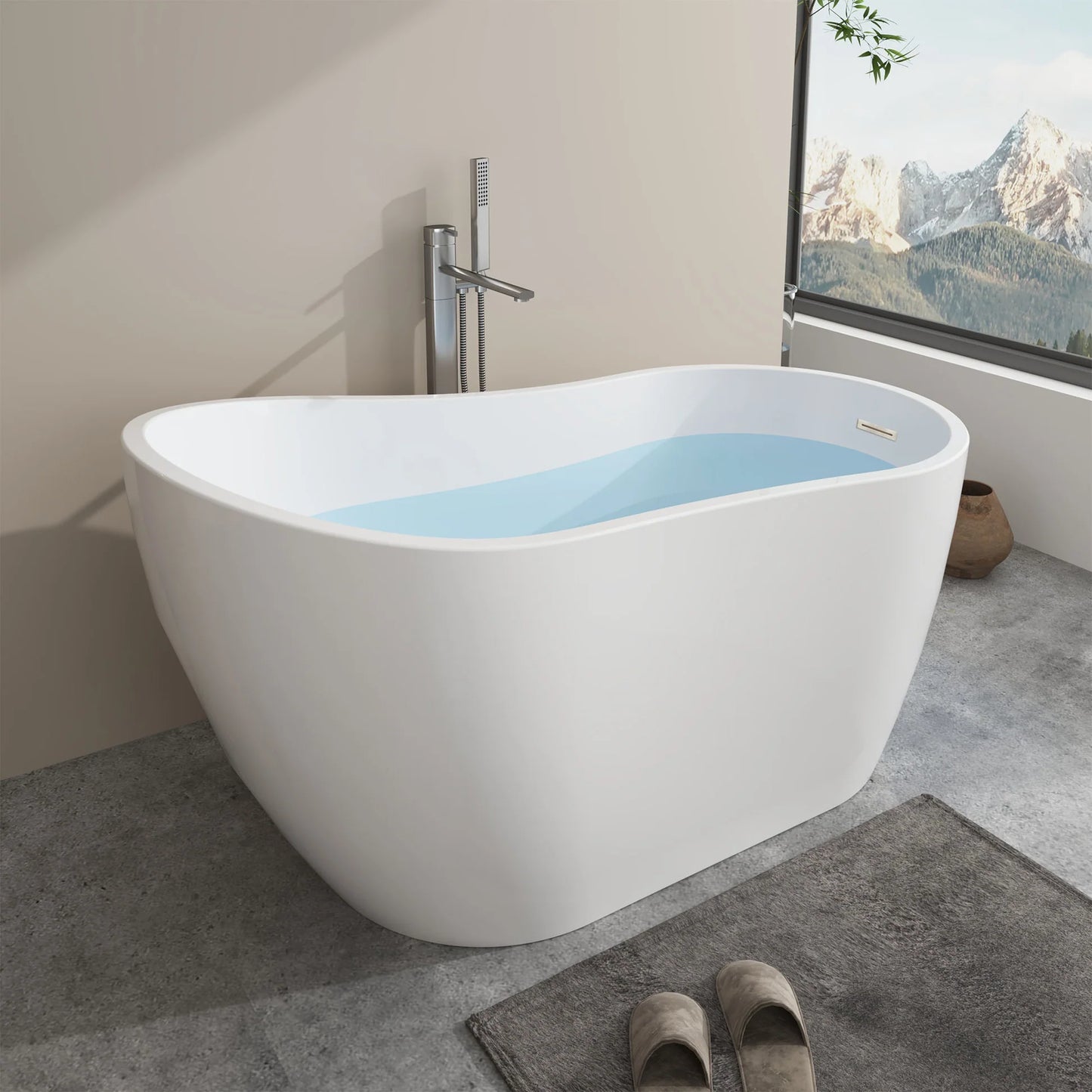Flatbottom Freestanding Soaking Bathtub in White by Vanity Art