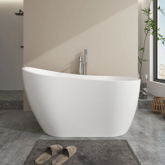 Flatbottom Freestanding Soaking Bathtub in  White