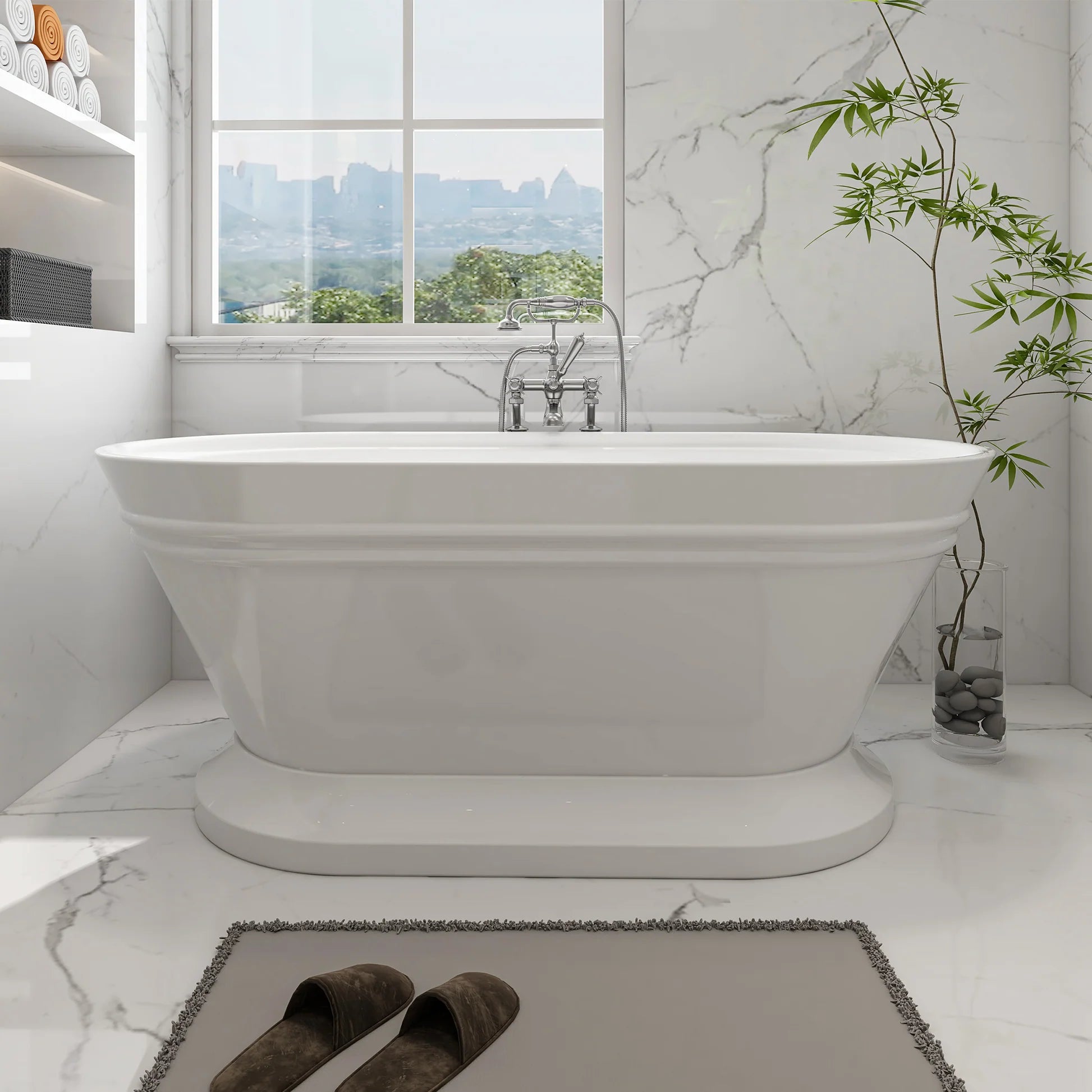 Flatbottom Freestanding Soaking Bathtub in White by Vanity Art
