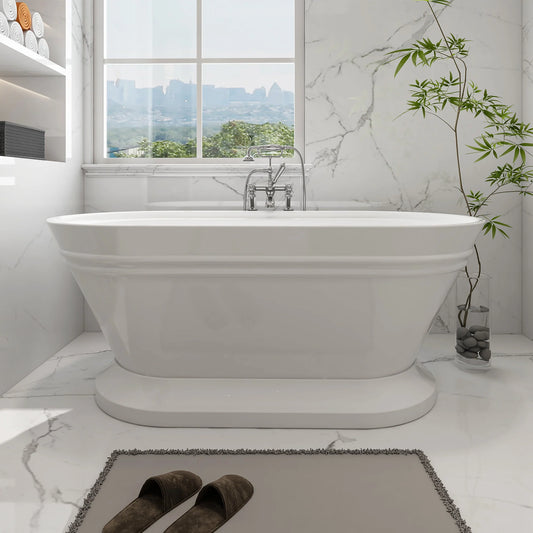 Flatbottom Freestanding Soaking Bathtub in  White