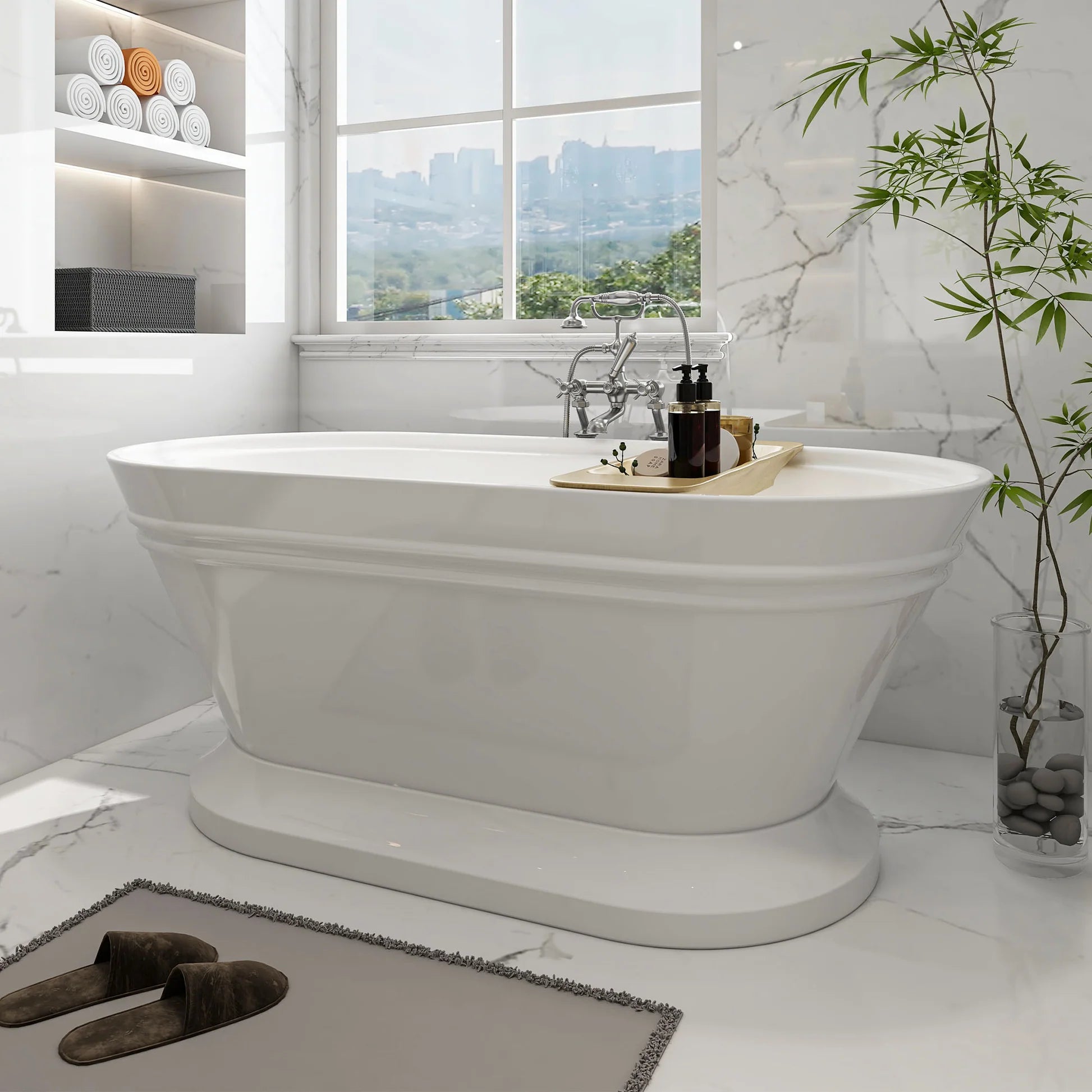 Flatbottom Freestanding Soaking Bathtub in White by Vanity Art