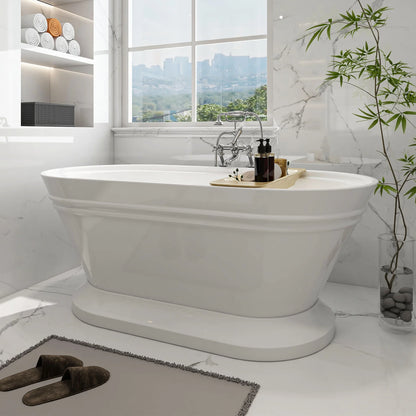 Flatbottom Freestanding Soaking Bathtub in White by Vanity Art