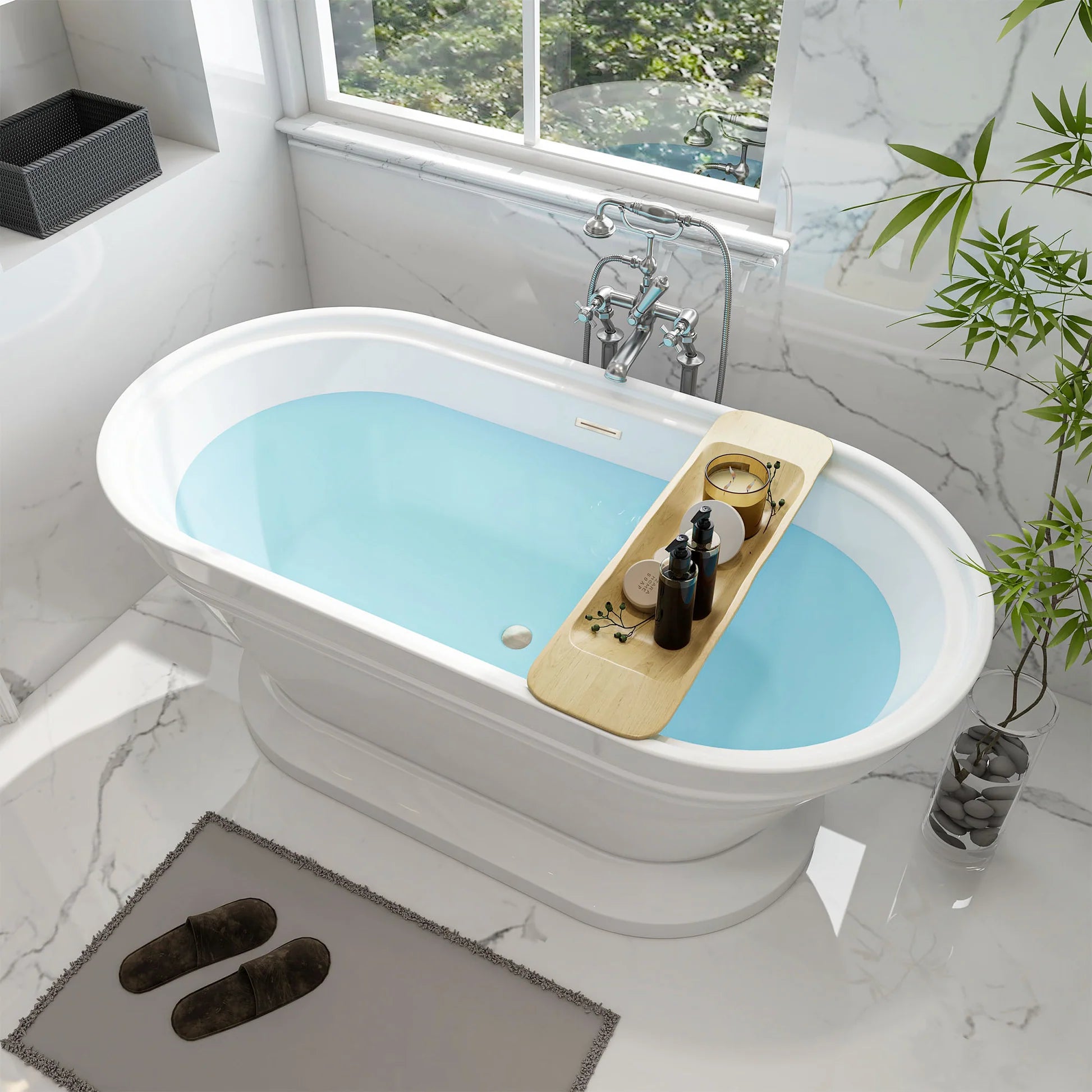 Flatbottom Freestanding Soaking Bathtub in White by Vanity Art